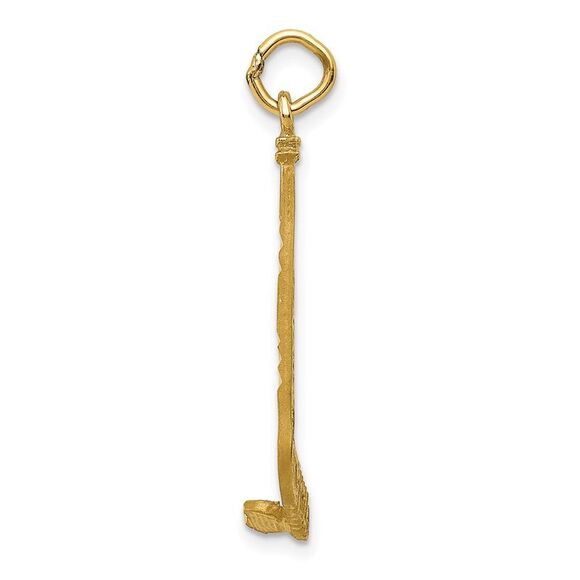 14k Yellow Gold Satin D/C Hockey Stick Charm